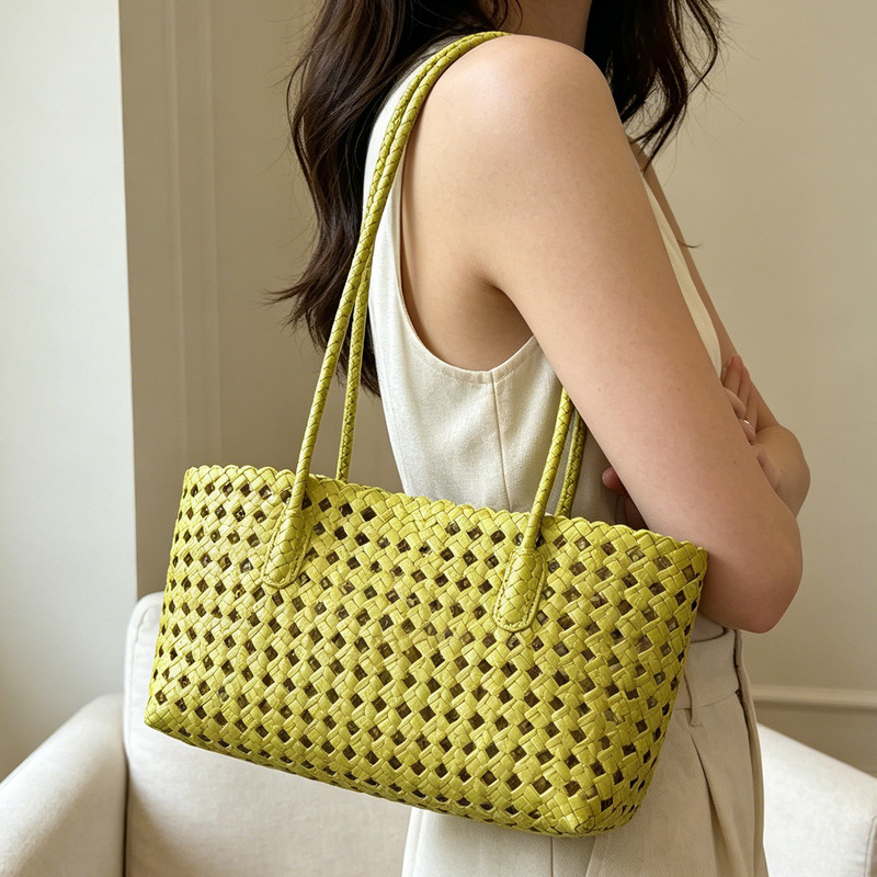 Luxury Beach Bags Ysl - 2026 Women New Simple Weaving Solid