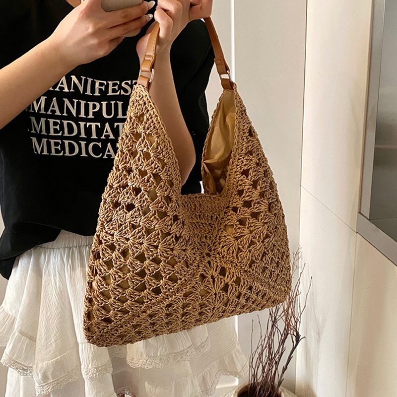 Luxury Beach Bags Ysl - Summer Straw Knitting Bag Hollow Out