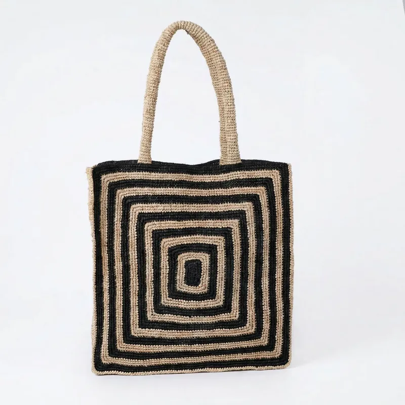 Luxury Bags And Accessories - Striped raffia woven straw bag luxury