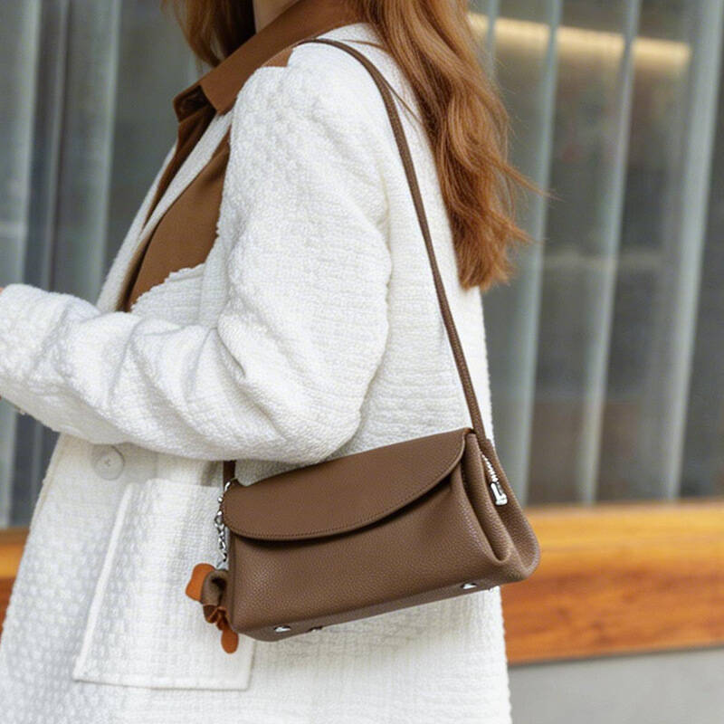 Luxury Bags Office - Single-Shoulder Cowhide Square Genuine Leather Fashion