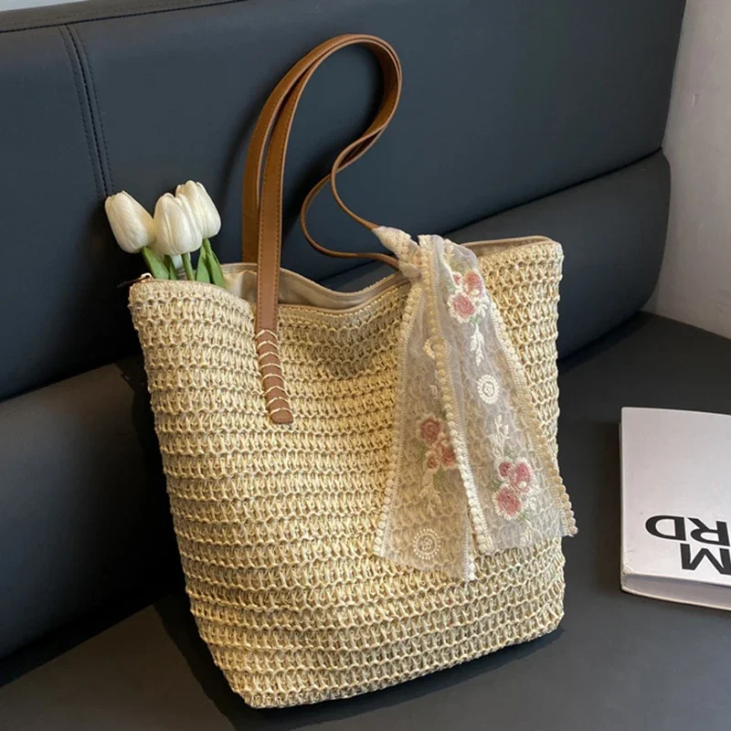 Handmade Grass Woven Shoulder  - Luxury Beach Bags Ysl recension och pris