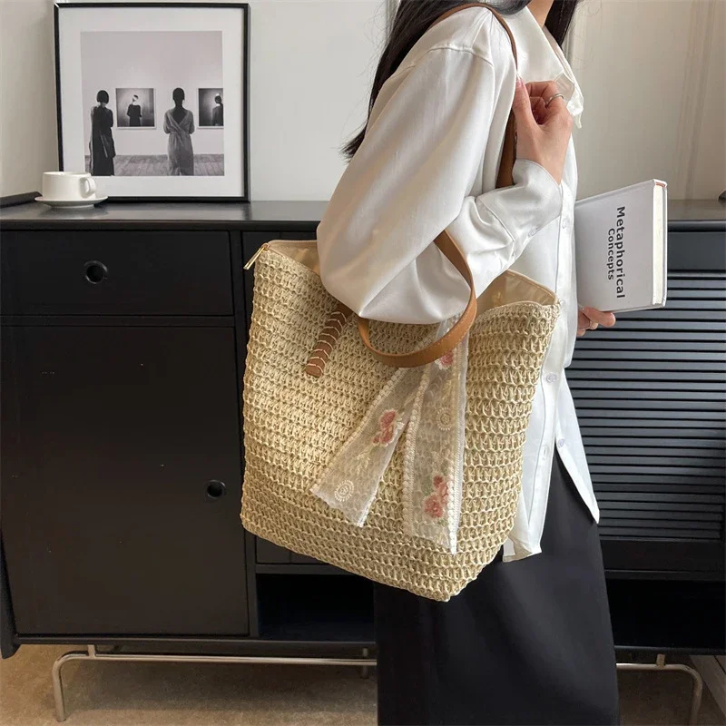 Handmade Grass Woven Shoulder  - Luxury Beach Bags Ysl recension och pris