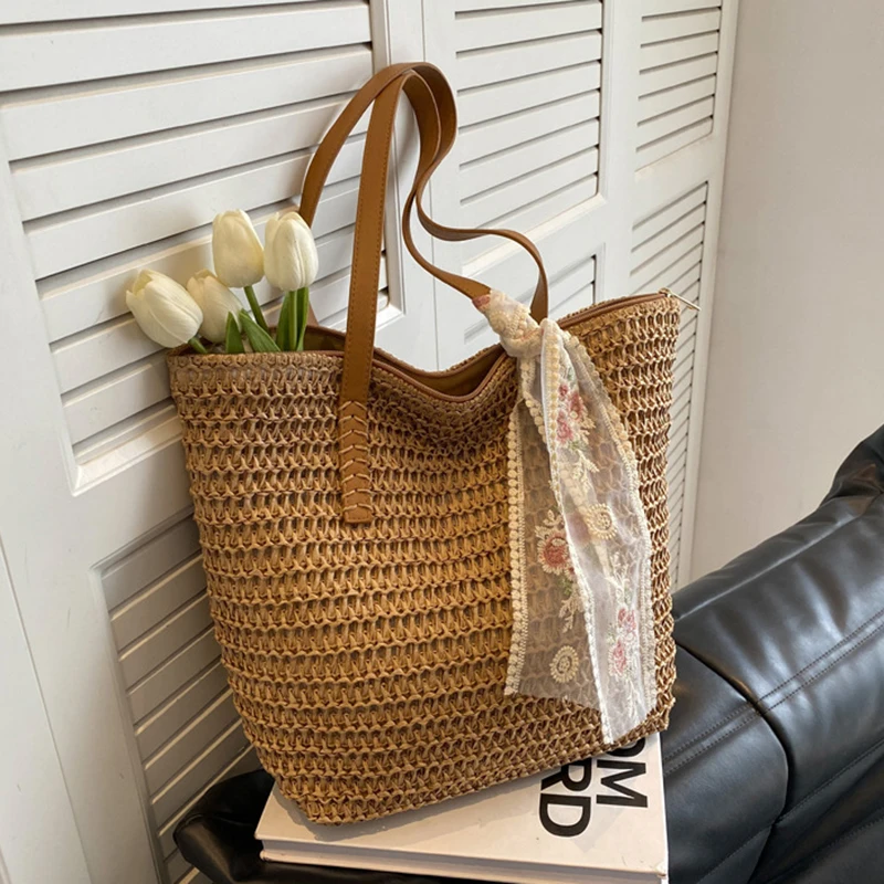 Handmade Grass Woven Shoulder  - Luxury Beach Bags Ysl recension och pris