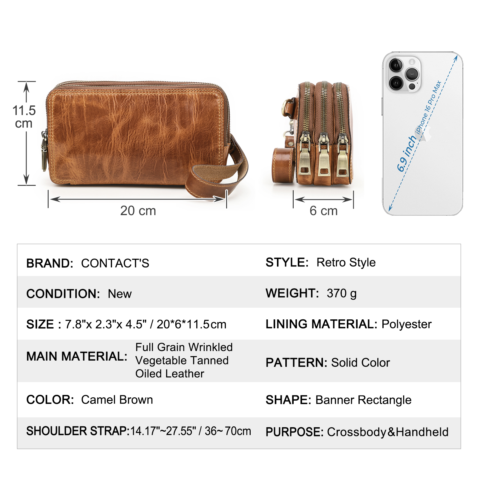 CONTACT'S Genuine Leather Men  - Luxury Bags Sling recension och pris