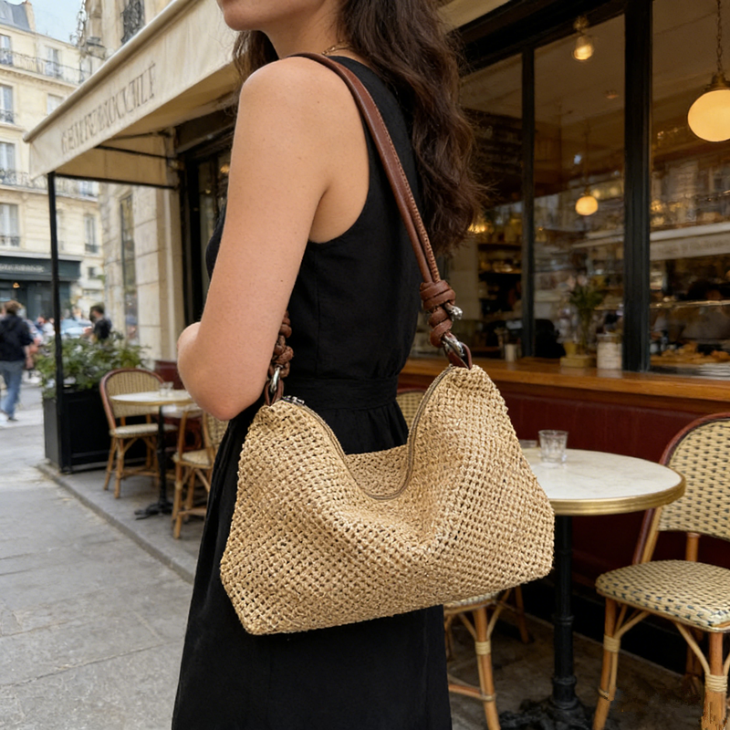 Straw Woven Shoulder Bag with  - Luxury Beach Bags Ysl recension och pris