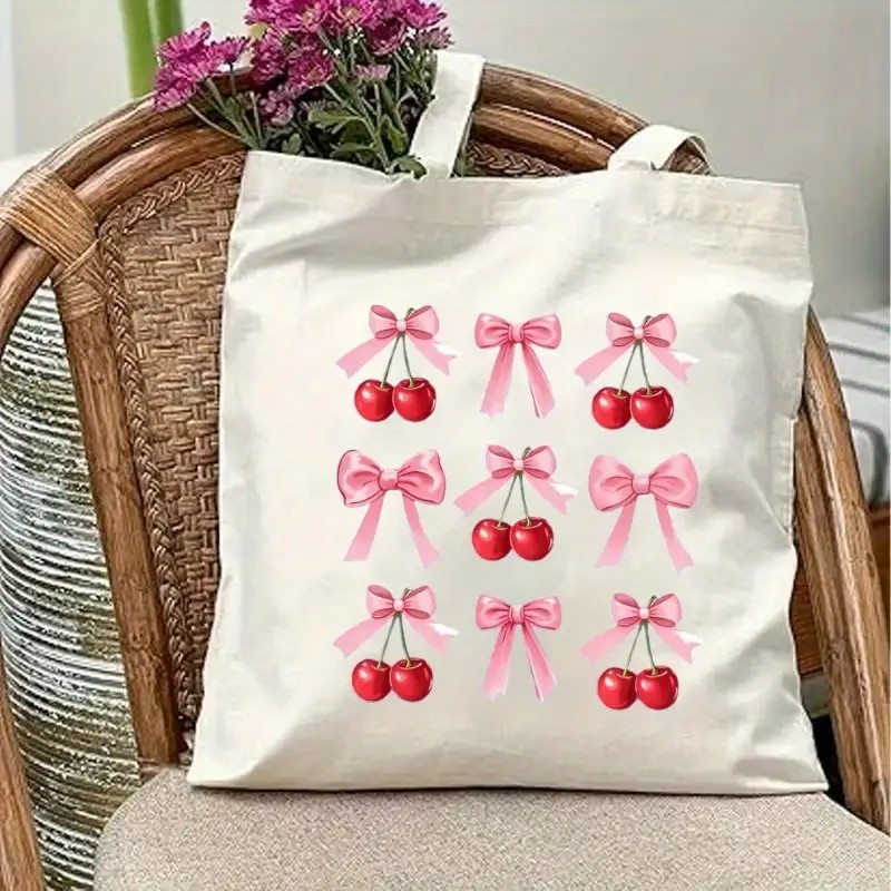 Canvas Tote Bag with Cherry Bo - Canvas Tote Designer recension och pris