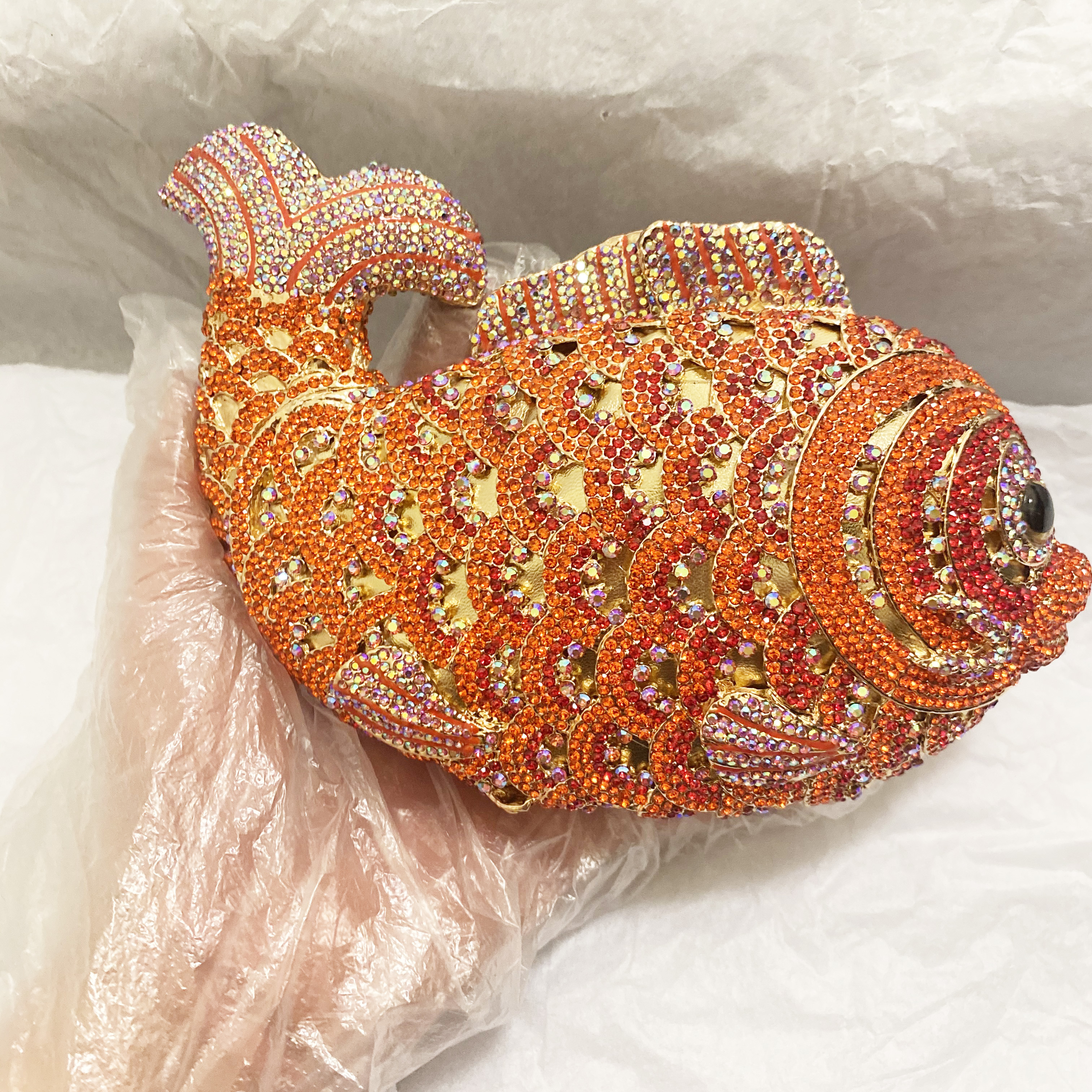 Red/Orange Fish Crystal Mini E - Luxury Bags And Accessories recension och pris