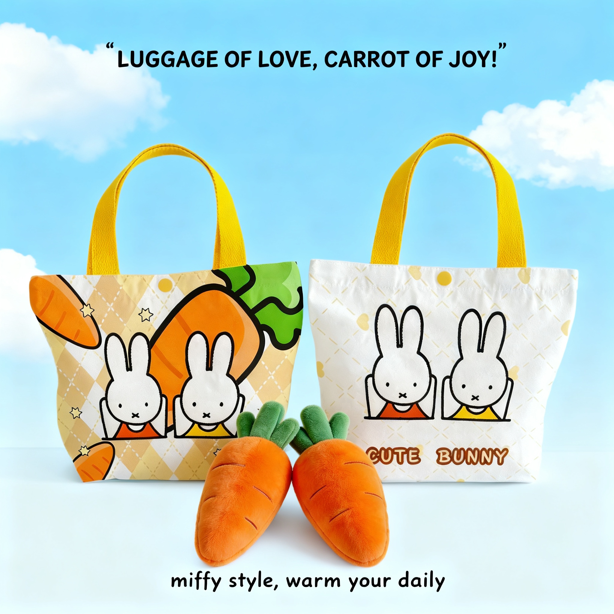 Creative Cartoon Miffy Rabbit  - Canvas Tote Designer recension och pris