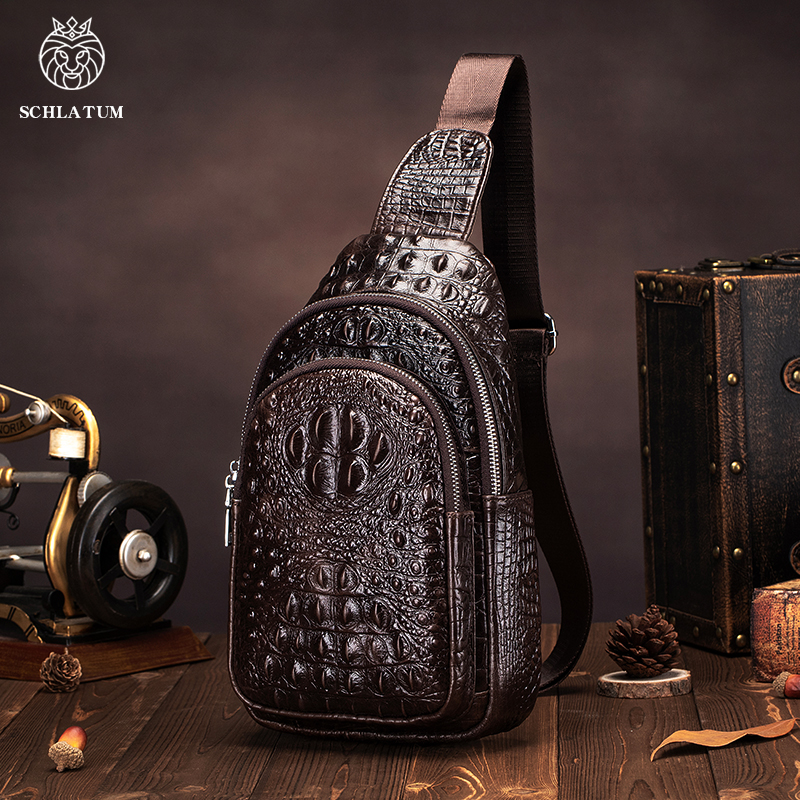 SCHLATUM men's Genuine Leather - Luxury Bags Sling recension och pris