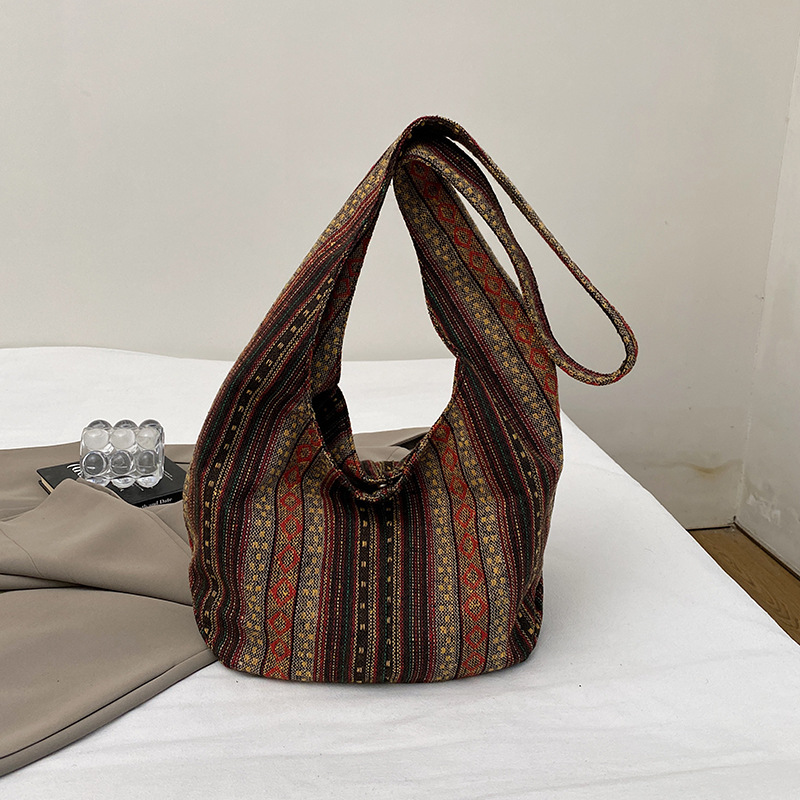 Striped Large Capacity Crossbo - Canvas Tote Designer recension och pris