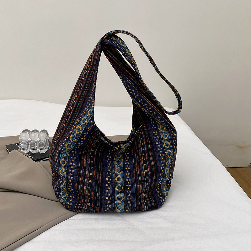 Striped Large Capacity Crossbo - Canvas Tote Designer recension och pris