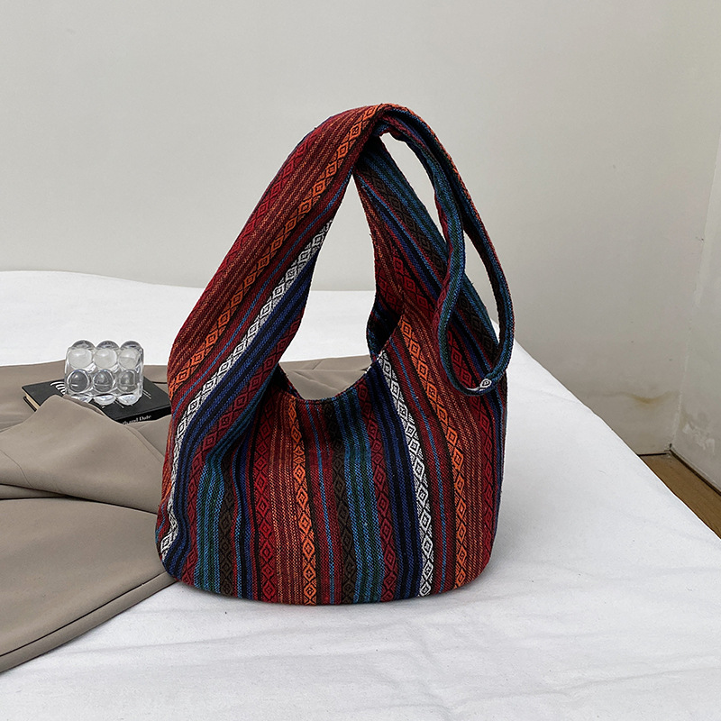 Striped Large Capacity Crossbo - Canvas Tote Designer recension och pris