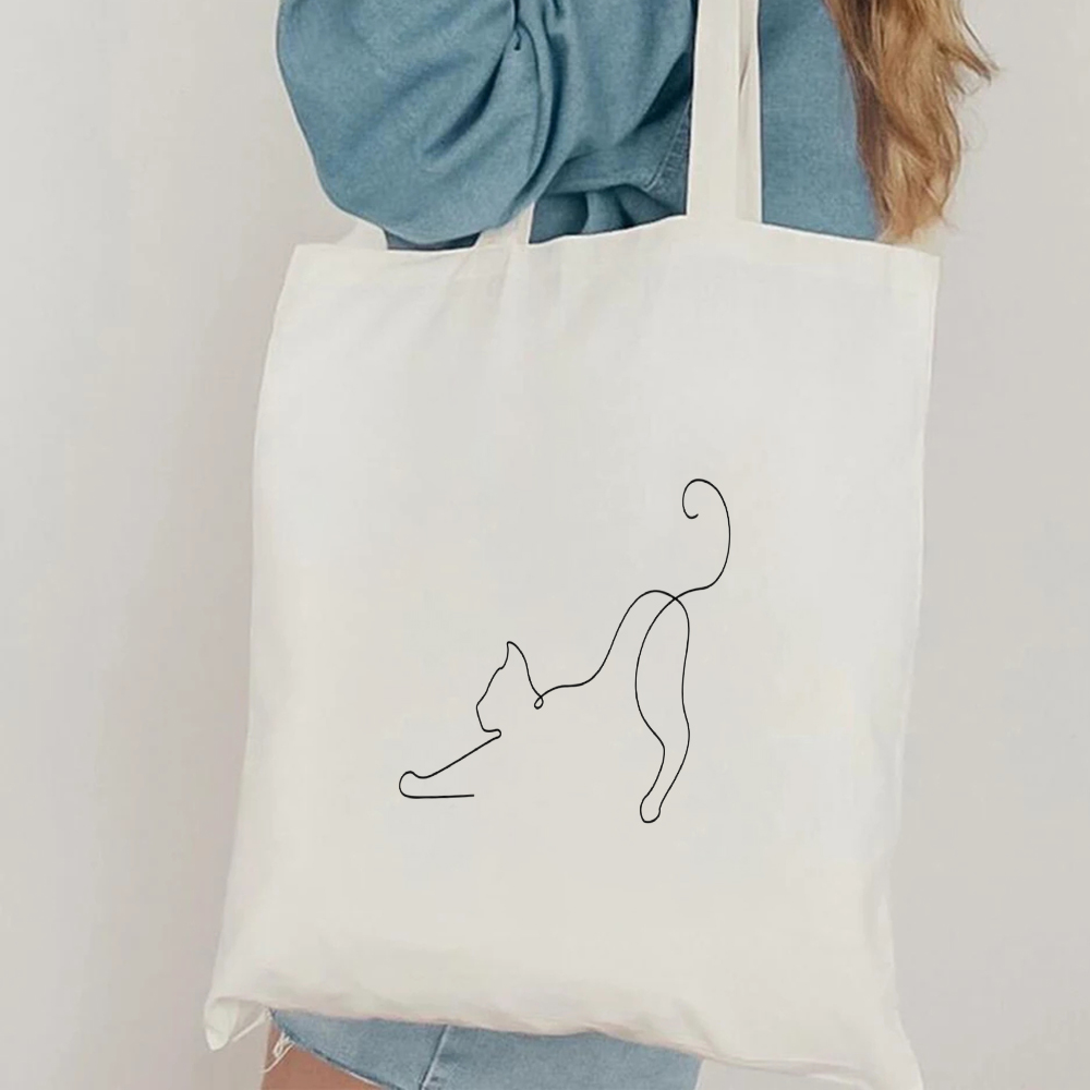 Minimalist Cat Line Art Canvas - Canvas Tote Designer recension och pris