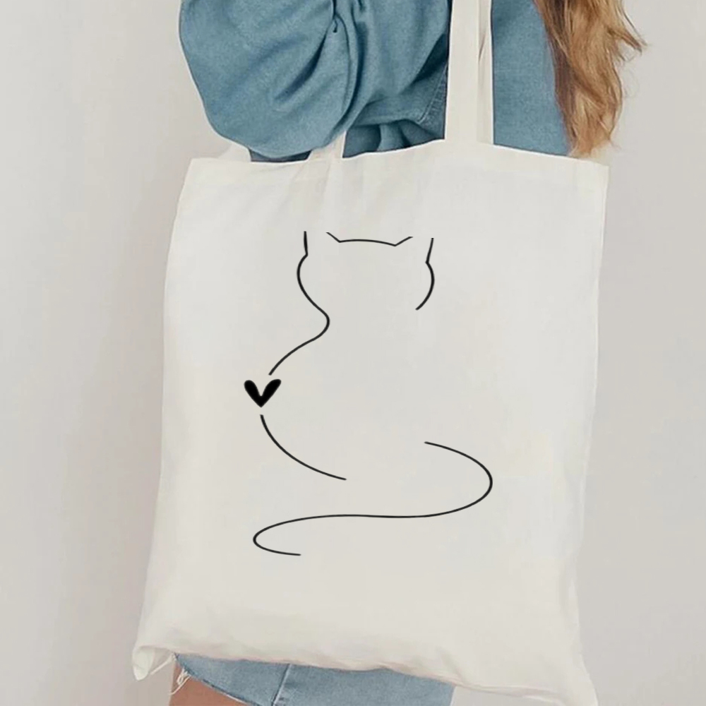 Minimalist Cat Line Art Canvas - Canvas Tote Designer recension och pris