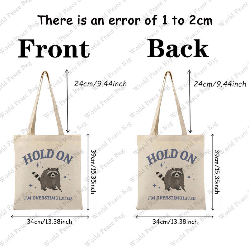 1 pc Hold On I'm Overstimulate - Canvas Tote Designer recension och pris