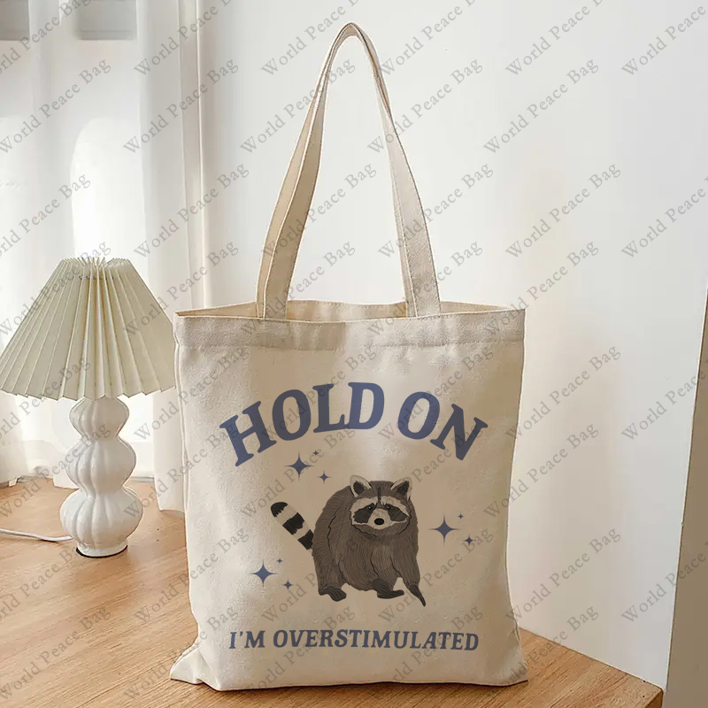 1 pc Hold On I'm Overstimulate - Canvas Tote Designer recension och pris