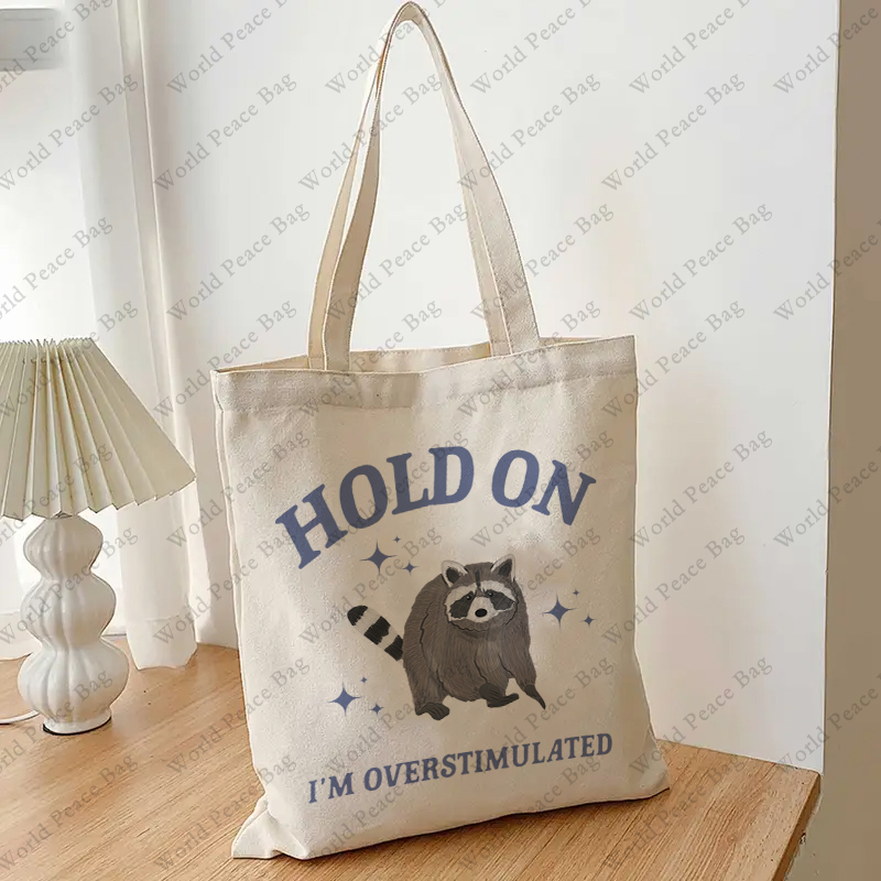 1 pc Hold On I'm Overstimulate - Canvas Tote Designer recension och pris