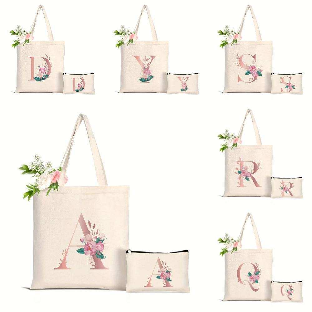 1pc Floral Love Letter Print T - Canvas Tote Designer recension och pris