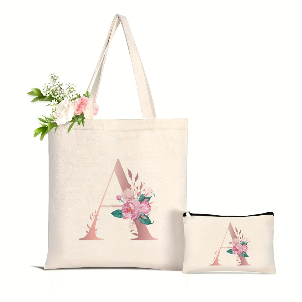 1pc Floral Love Letter Print T - Canvas Tote Designer recension och pris