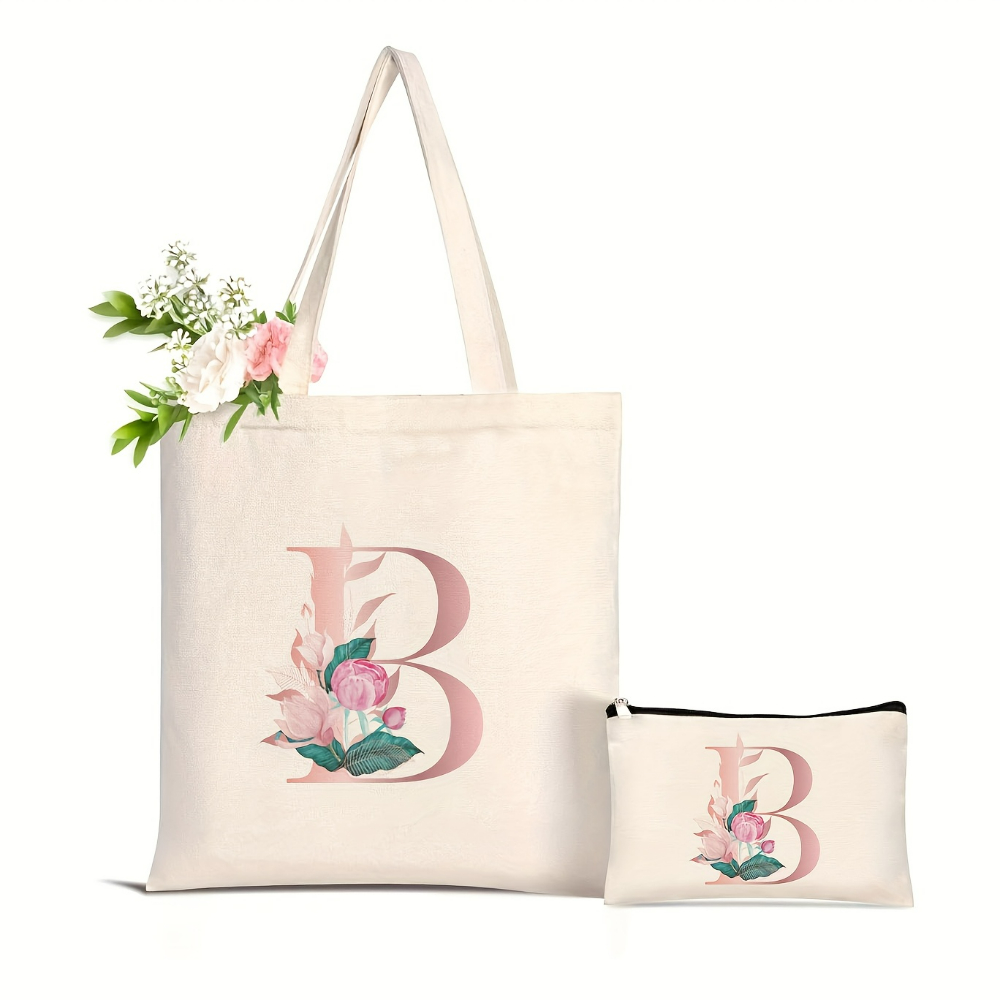 1pc Floral Love Letter Print T - Canvas Tote Designer recension och pris