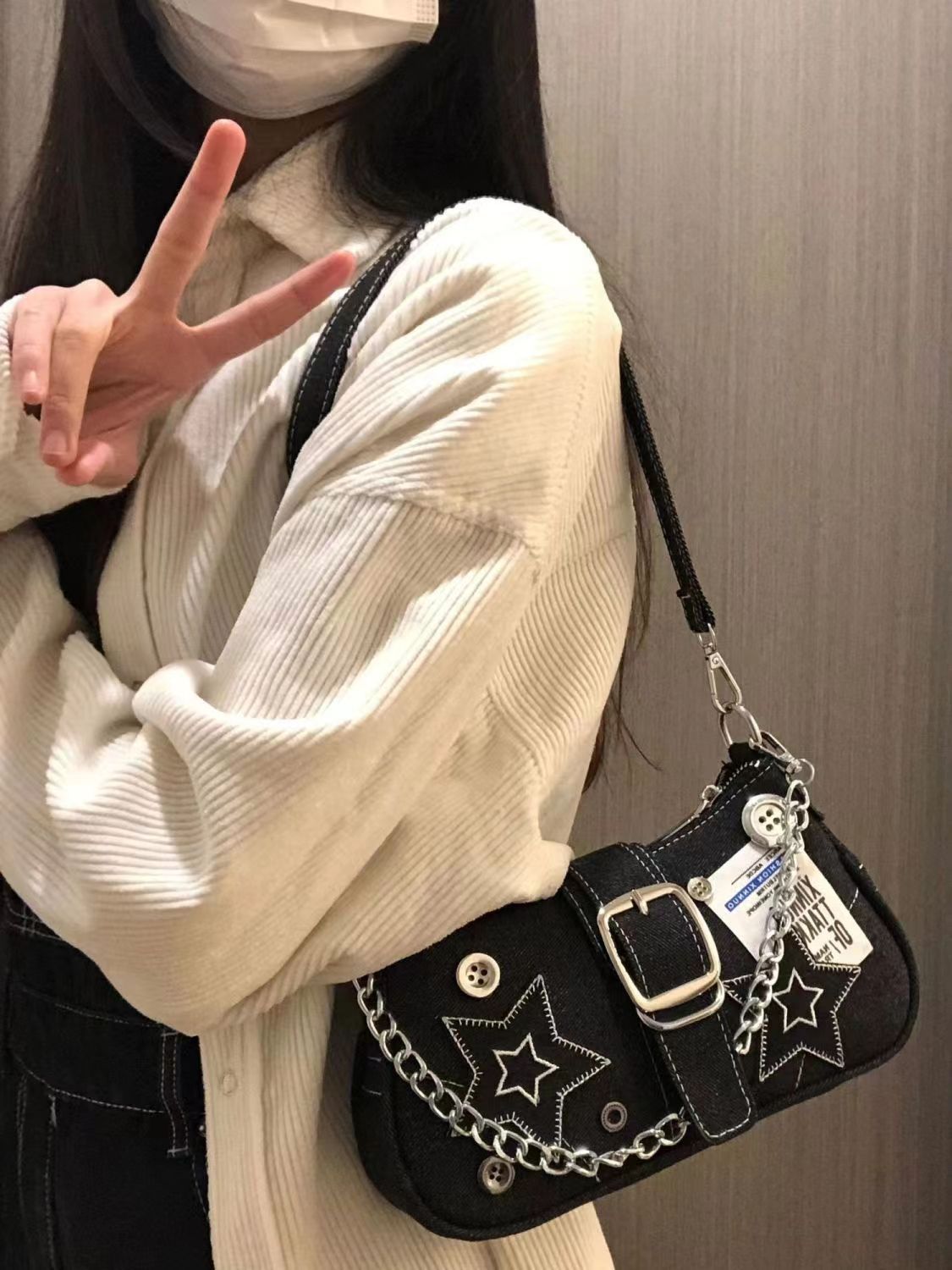 Women's Y2K Star Denim Half Mo - Canvas Tote Designer recension och pris
