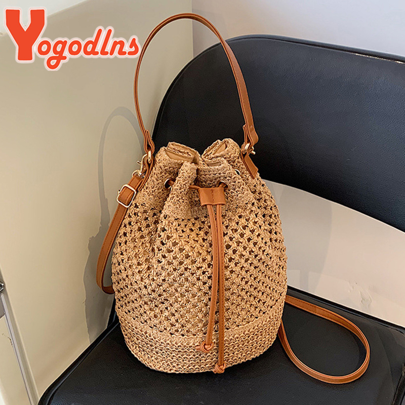 Summer Braided Straw Bucket Ba - Luxury Beach Bags Ysl recension och pris