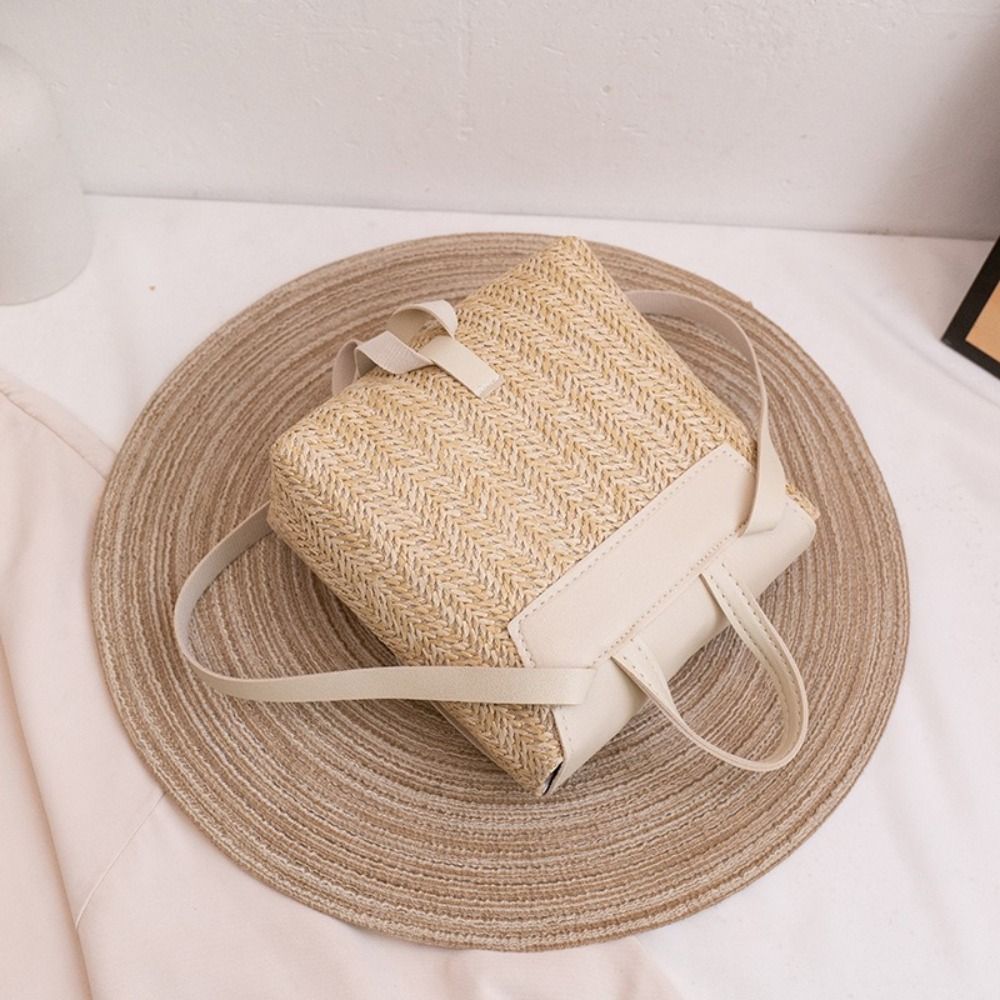 Fashion PU Leather Straw Backp - Luxury Bags Vintage recension och pris