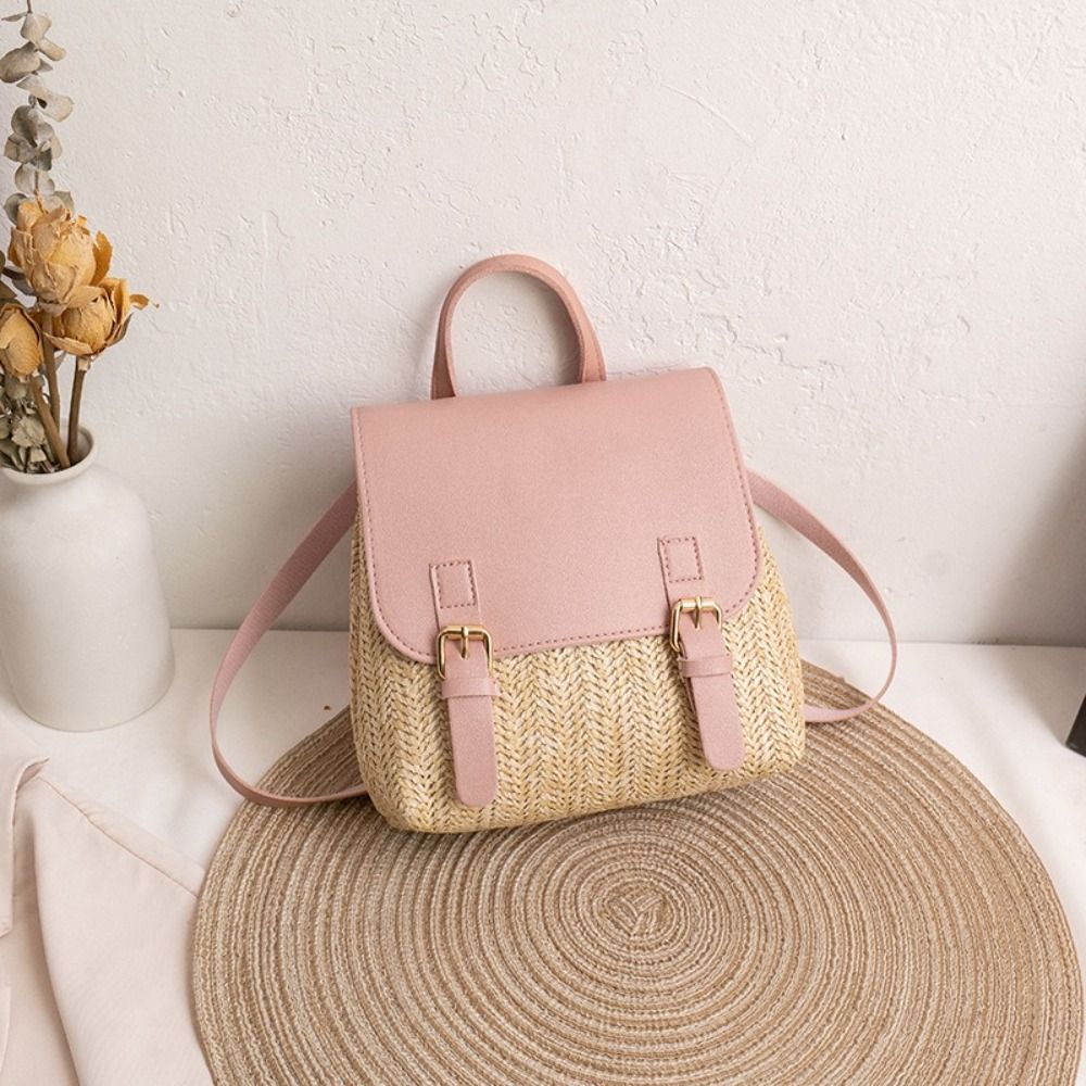 Fashion PU Leather Straw Backp - Luxury Bags Vintage recension och pris